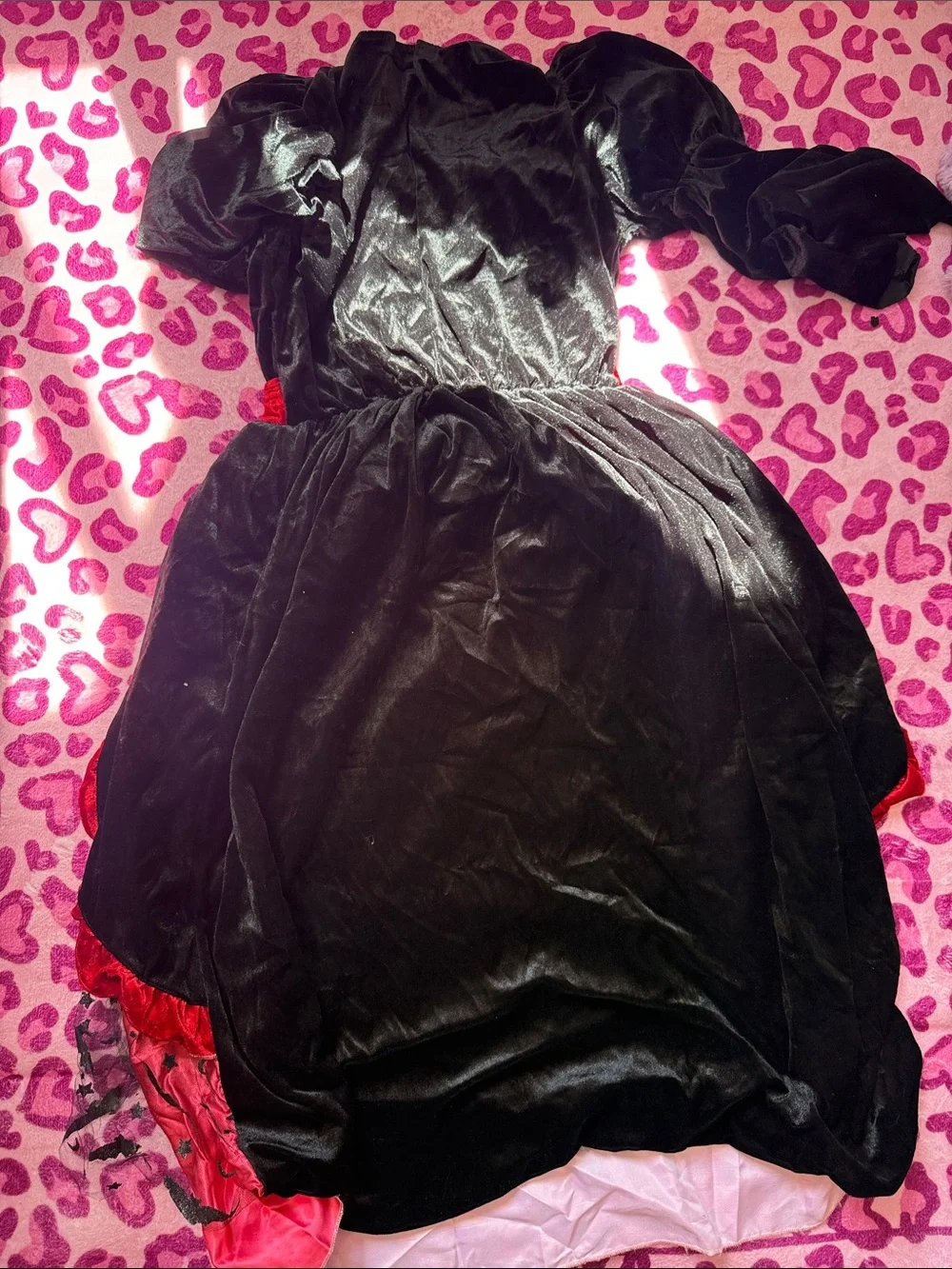Girls Black and Red Bat-Embellished Halloween Costume Dress